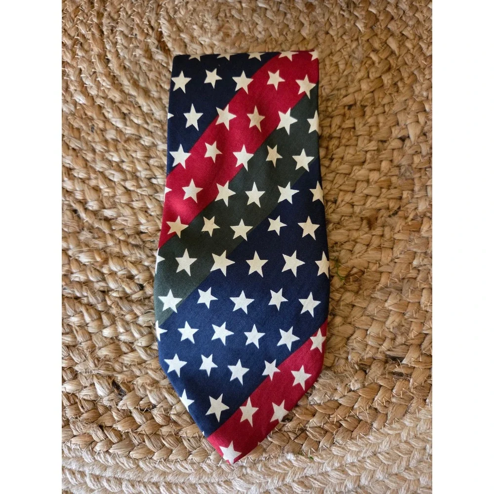 Structure‎ Mens Silk Tie Stars Stripes Red Blue Green Patriotic  Made in the USA